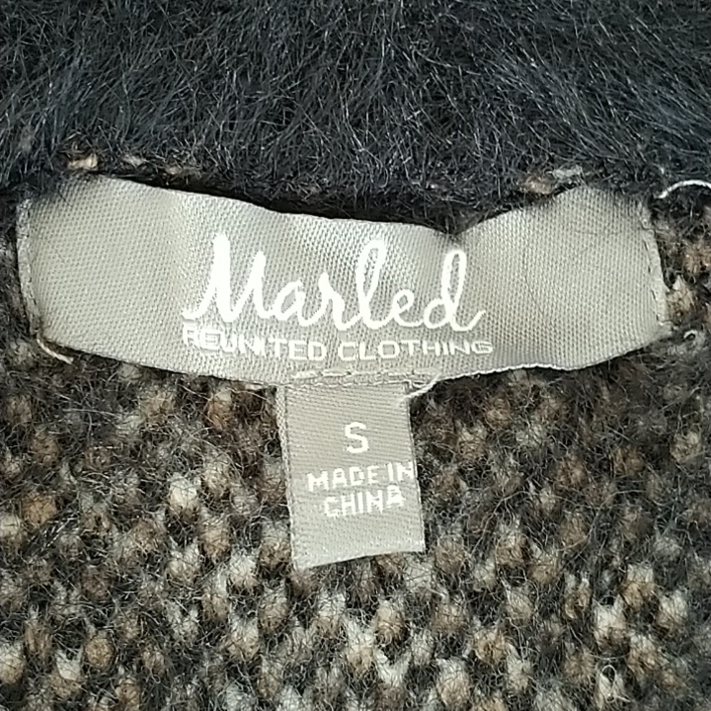 Marled Argyle Grey/Black Sweater Coat Jacket sz S - Picture 7 of 12